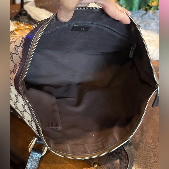 GUCCI Classic Monogram Brown Canvas w. Leather Trims & Straps Shoulder Bag - Picture 14 of 17